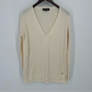 Loro Piana Silk Cotton Deep V Sweater Pullover Quiet Luxury Designer Size 44 10
